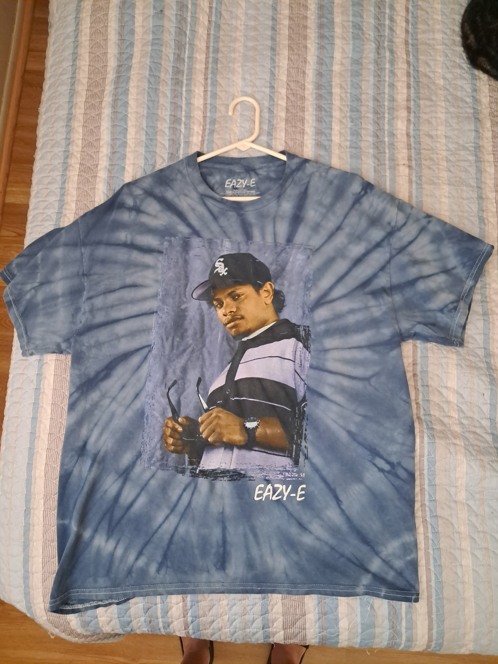 Eazy E Blue Tie Dye Graphic T-Shirt Merch Traffic Hip Hop Rap Mens Medium M